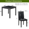 5 Pieces Wooden Dining Table Set, Kitchen Table Set With A Square Table And 4 Upholstered Chairs, Wooden Dining Room Table With Crystal Decoration And Chairs Set For Kitchen, Dining Room - Black - Image 3