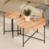 Coffee And End Table Set Waterproof Cover, Distressed Cylindrical Design, Legs Classic Rustic Charm (Set of 2) - Natural Wood / Brown - Image 5