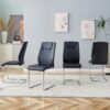Modern Dining Chairs With Padded Seat And Metal Legs Design Upholstered Side Chairs (Set of 8) - Black - Image 4