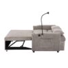 Convertible Sofa Bed Loveseat Sofa With Three USB Ports, Two Side Pockets, Two Cup Holders And 360° swivel Phone Holder For Living Room - Light Gray - Image 23