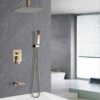 Elegant Shower System High Pressure Rainfall Shower Head With Handheld Spray Stainless Steel - Brushed Gold - Image 5