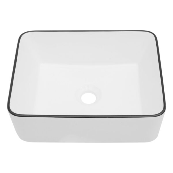 Modern European Style Ceramic Rectangular Vessel Bathroom Sink - White