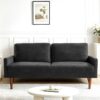 Sofa, European Style With Sleek Design, Modern & Vintage Flair, Upholstered 3 Seater Couch - Black - Image 5