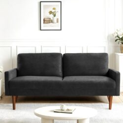 Sofa, European Style With Sleek Design, Modern & Vintage Flair, Upholstered 3 Seater Couch - Black