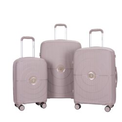 Hardshell Suitcase Double Spinner Wheels Pp Luggage Sets Lightweight Durable Suitcase With Tsa Lock, 3 Piece Set (20/24/28) - Griege
