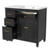 Modern Bathroom Vanity With Ceramic Sink, Freestanding, One Tip - Out Drawer, 3 Side Drawers, Adjustable Shelf - Beige - Image 11