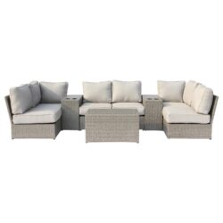 Outdoor Wicker Seating Group For 4 With Cushions - Gray Mix