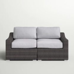 Wicker Outdoor Loveseat With Cushions - Espresso / Gray
