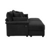 Double Chaise Lounge Set With Reversible Ottoman Soft Corduroy Fabric, Storage Ottomans, USB Port - Black - Image 11