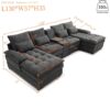 Contemporary U Shaped Sofa With Console And Cupholders Fabric, 6 Seat Living Room Sleeper Couch With Chaise - Gray - Image 3