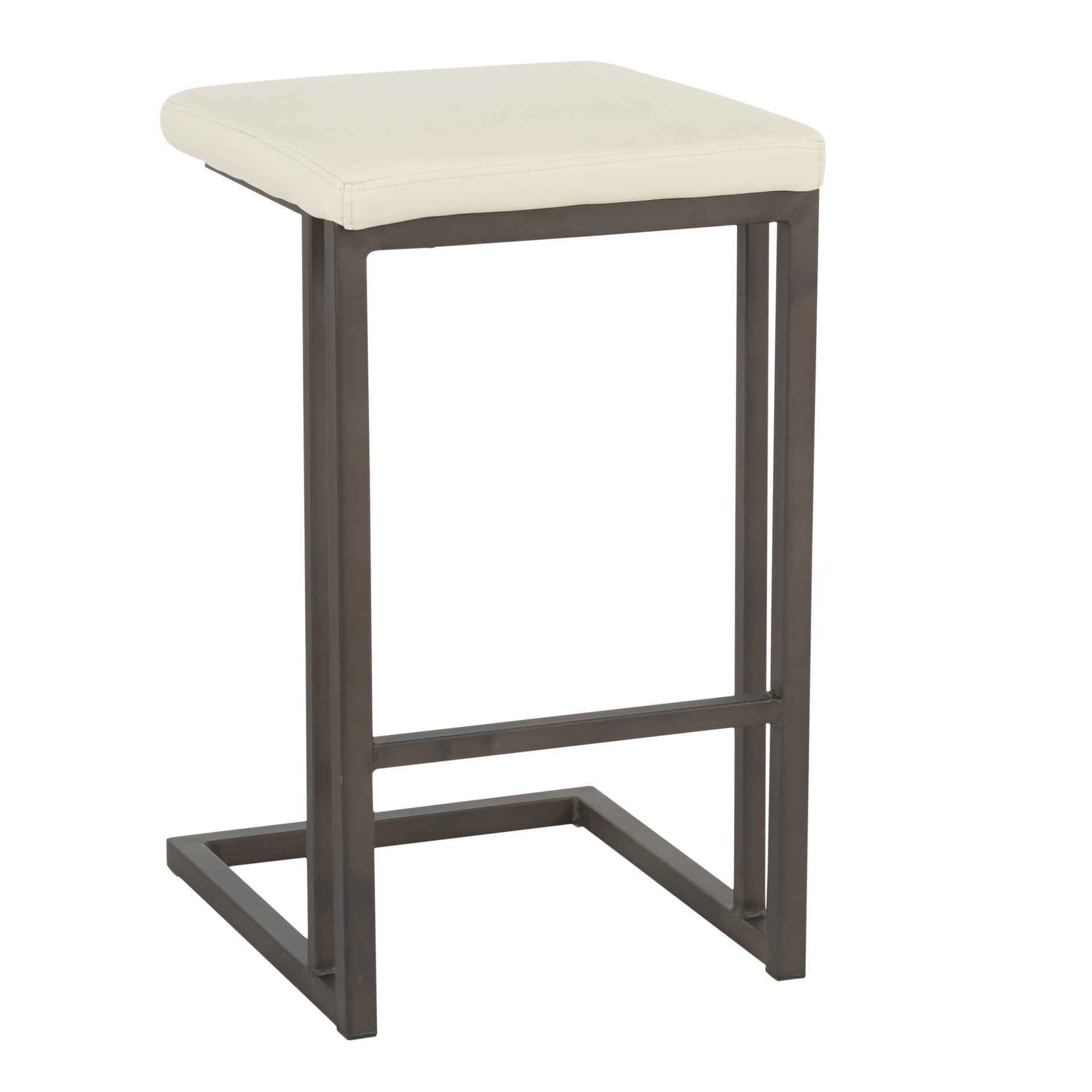 Roman - Industrial Counter Stool (Set of 2) - Antique Metal / Cream - Image 2