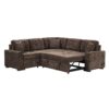 L-Shape Sofa Bed Pull-Out Sleeper Sofa With Wheels, USB Ports, Power Sockets For Living Room - Brown - Image 10