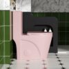 Fan Shaped Design 1 Piece Toilet With Elongated Bowl And Soft Close Seat, Dual Flush 1.1 / 1.6 Gpf - Pink Flower - Image 6