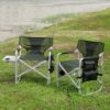 Padded Folding Outdoor Chair With Side Table And Storage Pockets, Lightweight Oversized Directors Chair For Indoor, Outdoor Camping, Picnics And Fishing (Set of 2) - Green - Image 10