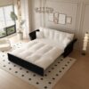 Queen Pull Out Sofa Bed, 3 In 1 Convertible Sleeper Tufted Sofa With 2 Soft Pillows - Beige - Image 2