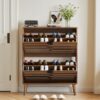 Medieval - Independent Shoe Cabinet With 2 Flip Drawers - Walnut - Image 7