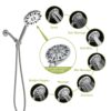 Multi Function Adjustable Hand Shower 7 Function Plastic Hand Shower With 59" Hose - Chrome - Image 4