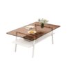 Rectangle Coffee Table, Tempered Glass Tabletop With White Metal Legs, Modern Table For Living Room - Brown / White - Image 5