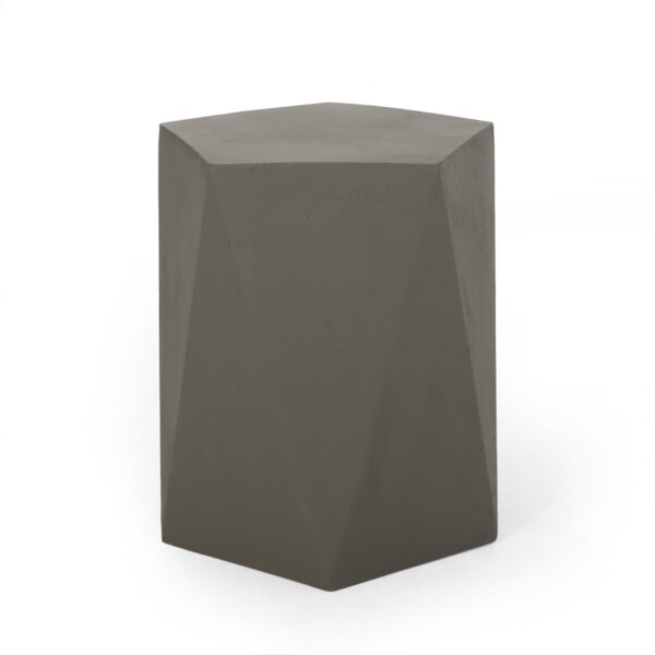 Side Table With Geometric Design - Light Gray