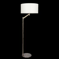 Serene - Floor Lamp With Rotary Switch Base Linen Shade - Brushed Nickel / White