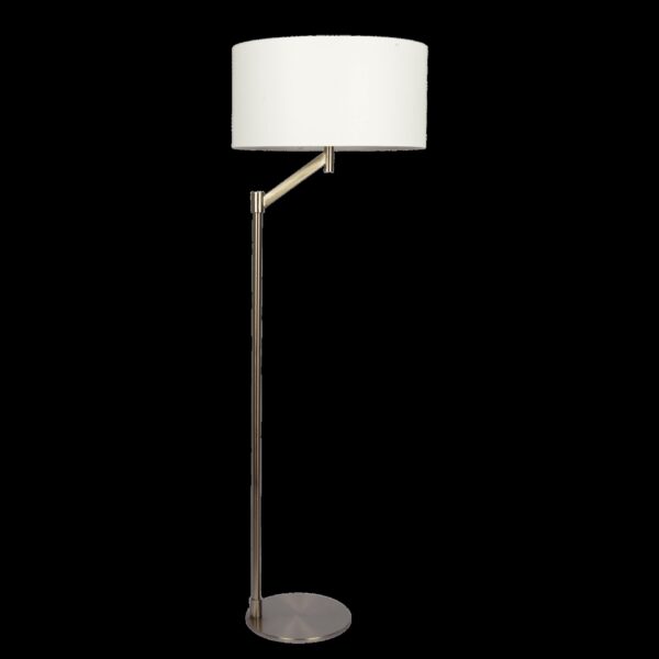 Serene - Floor Lamp With Rotary Switch Base Linen Shade - Brushed Nickel / White