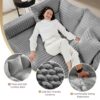 Plush Corduroy 4 Seat Sofa, Modern Comfy Upholstered Sofa Cloud Couch, Deep Seat Couches With Soft Pillows, Convertible Deep Seat Sofa Lounge Chair For Living Room - Gray - Image 16