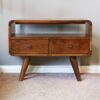 Mini Curved Media Unit With 2 Drawers - Chestnut - Image 10