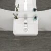 Modern Ceramic Rectangular Wall Mount Bathroom Sink With Single Faucet Hole - White - Image 4