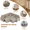 L-Shape Sofa Bed Pull-Out Sleeper Sofa With Wheels, USB Ports, Power Sockets For Living Room - Khaki - Image 10
