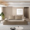 Multifunctional Convertible Sofa Bed With 2 Tumbler Backrests And 2 Pillows, Diy Modern Upholstered Couch - Camel - Image 7