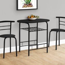 3 Pieces Dining Table Set, Small, Contemporary & Modern - Black