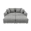 Plush Corduroy 4 Seat Sofa, Modern Comfy Upholstered Sofa Cloud Couch, Deep Seat Couches With Soft Pillows And 2 Ottomans, Convertible Sofa Lounge Chair, For Living Room, Apartment, Office - Gray - Image 16