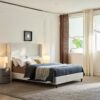 Harper - Queen Size Tall Headboard Upholstered Bed 54" High - Cream White - Image 4