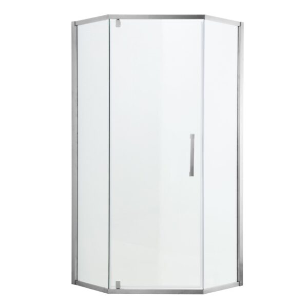 Semi Frameless Neo Angle Hinged Shower Enclosure With Tempered Glass - Chrome