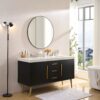 Wall Circular Framed Vanity Mirror For Bathroom, Living Room Decor - Black - Image 4