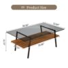 Rectangle Coffee Table, Tempered Glass Tabletop With Metal Legs, Modern Table For Living Room - Gray - Image 3