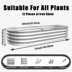 Heavy Duty, Galvanized Raised Garden Bed Kit For Vegetables Flowers & Herbs - Silver