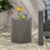 Side Table With Geometric Design - Light Gray - Image 6
