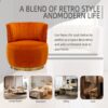 360 Degree Swivel Cuddle Barrel Accent Sofa Chair, Fluffy Round Armchair - Orange - Image 7
