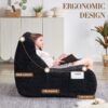 Bean Bag Chair With Armrests Oversized Comfy Beanbag Lounge Lazy Floor Sofa Accent Chair For Living Room - Black - Image 6