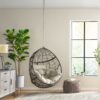 Teardrop Hanging Chair With 8Ft Chain - Khaki / Brown - Image 5