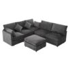 Modular U Shaped Sectional Sofa With USB Ports - Black - Image 15