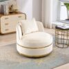 360 Degree Swivel Accent Chair With Soft Cushion For Living Room, Bedroom, Office - Beige - Image 22