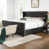 David - King Tufted Wingback Bed - Dark Charcoal Gray - Image 12