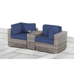 Outdoor Loveseat With Durable Frame And Cushions - Gray Mix