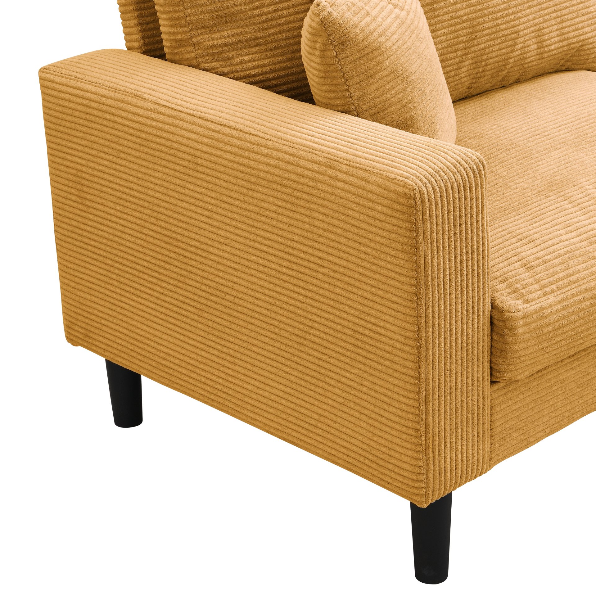 Modern Upholstered 3 Seat Sofa, High Resilience - Orange - Image 8