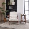 Accent Chair With Pillow Upholstered Arm Chair - Beige - Image 10