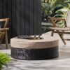 Modern Madras Ottoman With Ice Bucket Rattan, Iron, Waterproof Fabric - Brown - Image 4