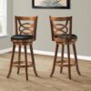 Swivel Bar Stool With Bar Height Leather Look (Set of 2) - Oak - Image 3