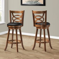 Swivel Bar Stool With Bar Height Leather Look (Set of 2) - Oak